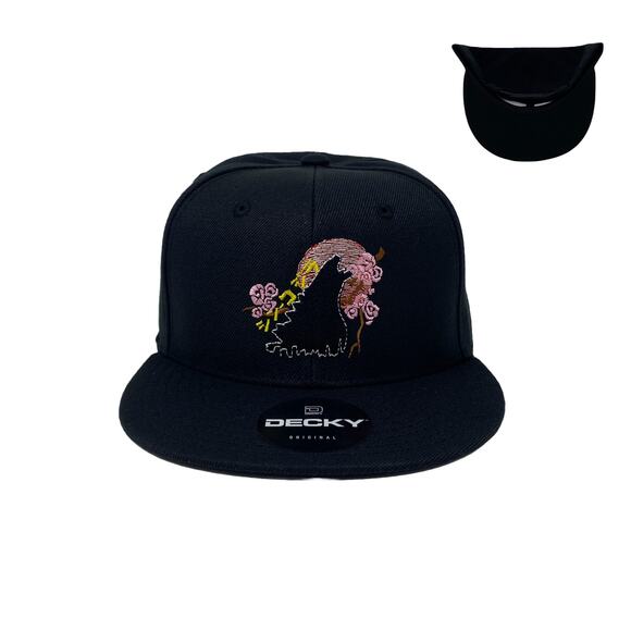 Godzilla Pink Japan Sakura Cherry Blossom Tokyo Blood Moon Snapback Hat Black - Picture 1 of 7